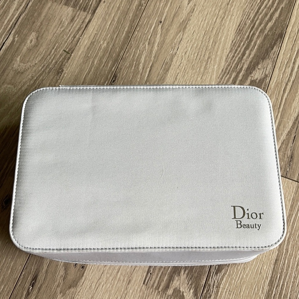 Dior beauty gray cosmetic bag